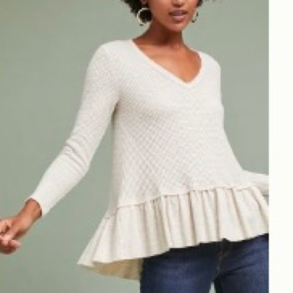 Erin + Ali for Anthropologie Waffled Peplum Top